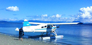 Seaplane, landed on the ocean